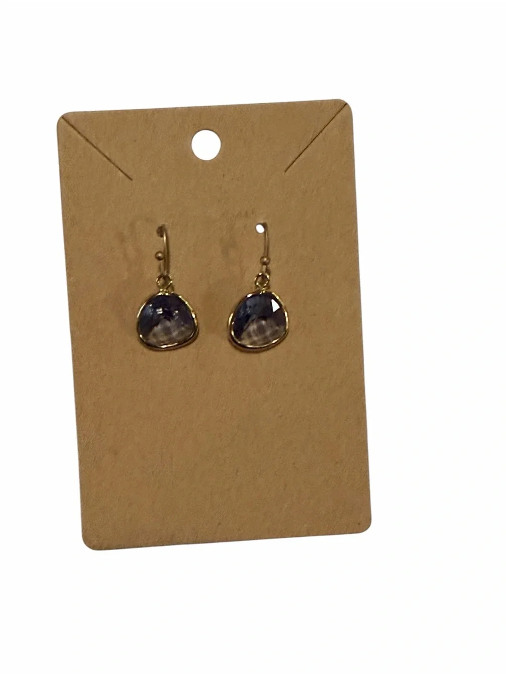 Gold Drop Earrings with Purple Stone